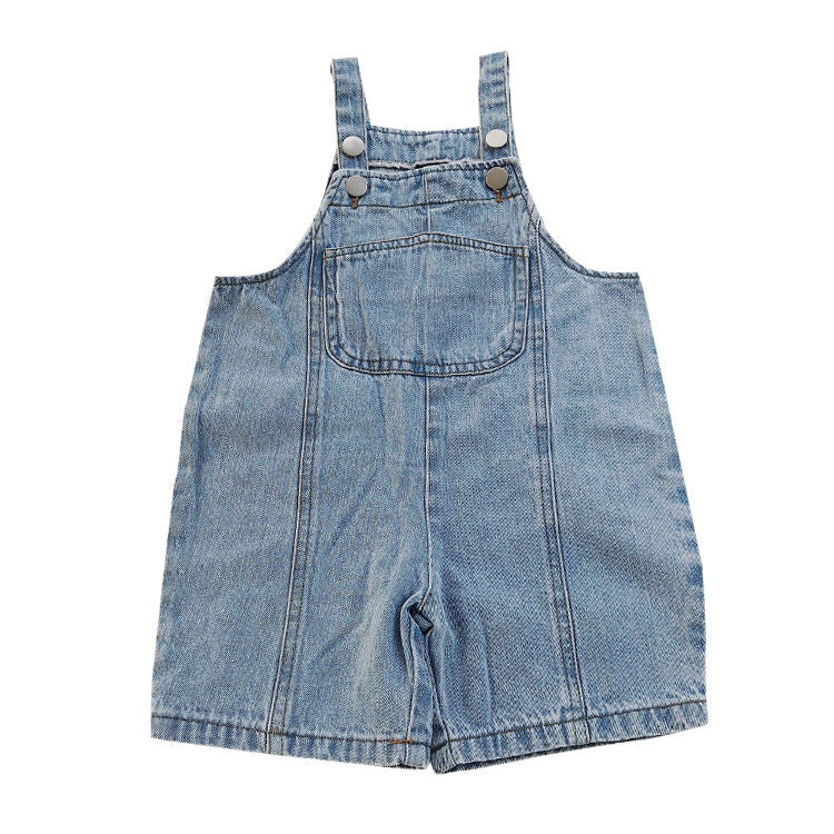 Children's Pants with Front Fold Line Strap Jeans Shorts