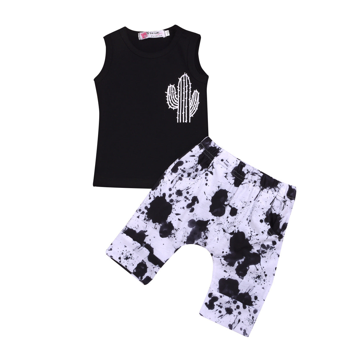 2pcs Newborn Baby Boy Cactus Print Tank Tops Vest Shorts Pants Summer Outfits Clothes