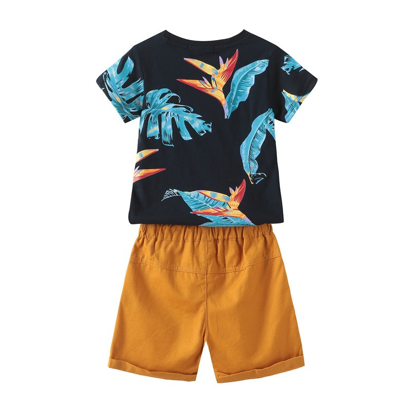California Short-Sleeved Shorts Boys Two-Piece Suit