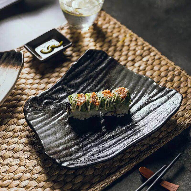 Creative Ceramic Sushi Plate Japanese Style Black Breakfast Plate Household Dish Plate