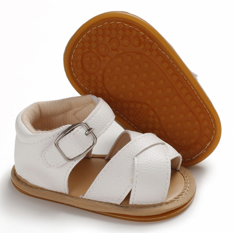 0-1 year old baby non-slip oxford sole sandals white side