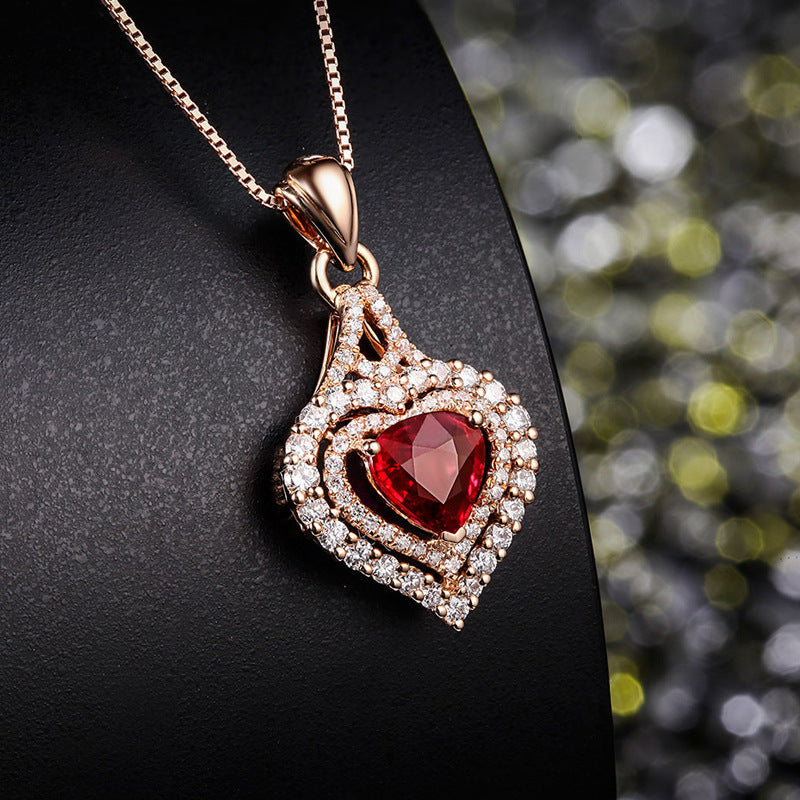 The Inlaid Colorful Gemstone Heart Pendant