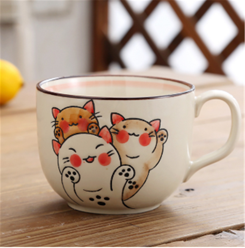 Style Cup Ceramic Mug Large Capacity Water Cup With Lid And Spoon