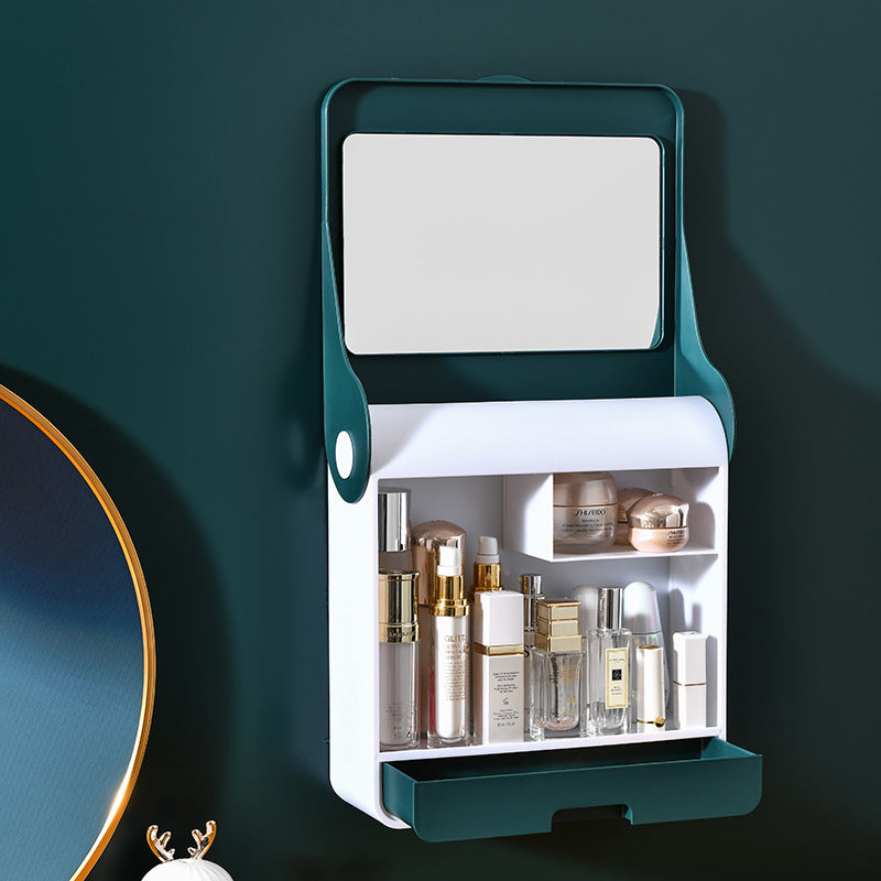 Large-Capacity Cosmetic Storage Box With Mirror