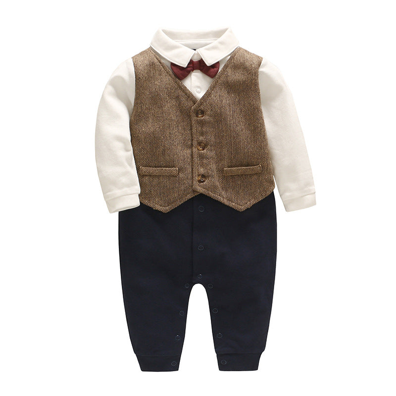Newborn Clothes Baby Full Moon One Year Old Gentleman Romper