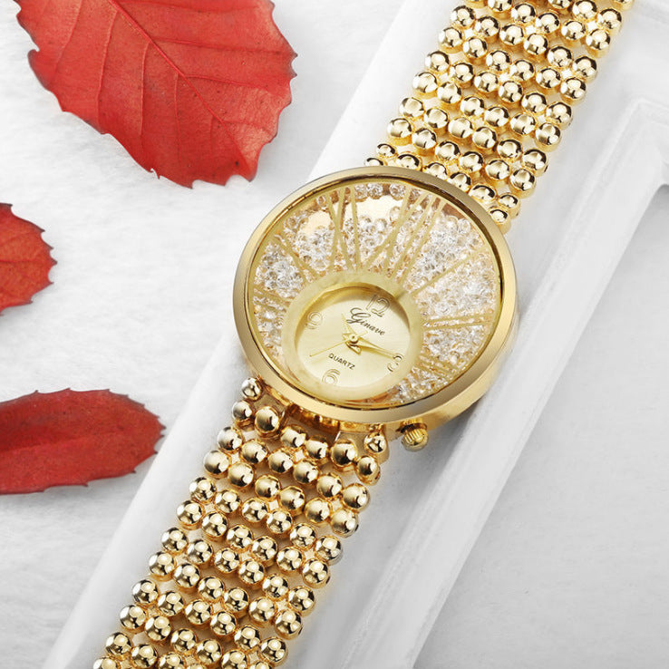 Diamond-studded quartz watch