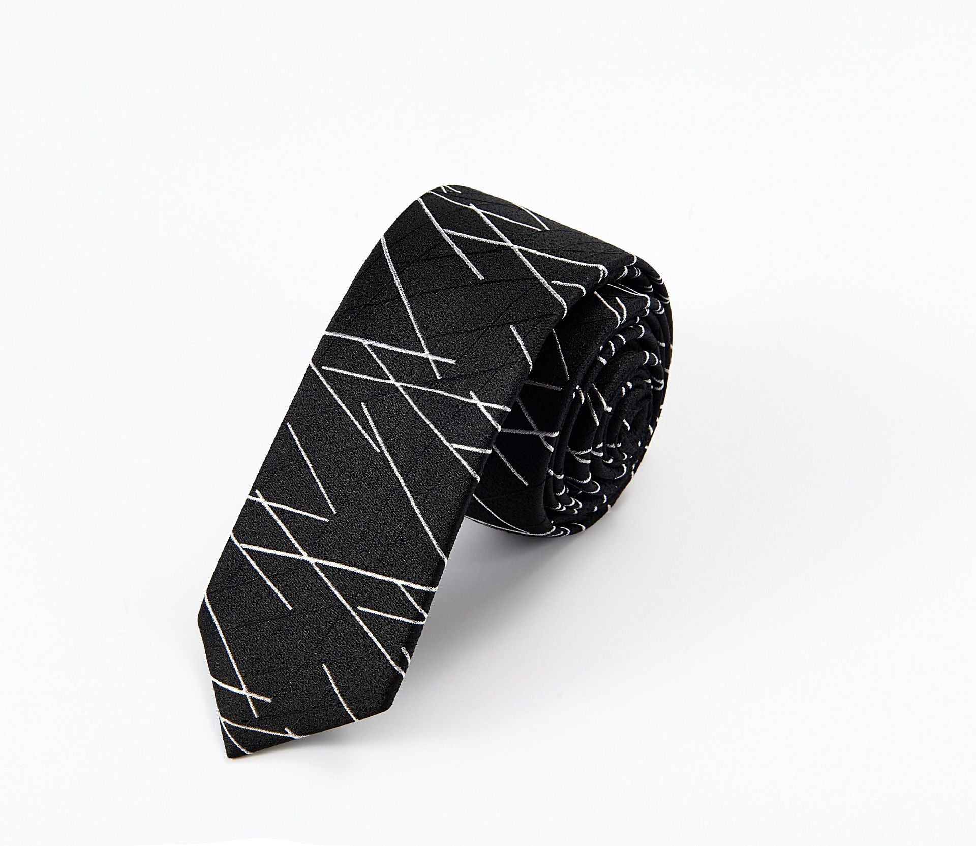 Spot Adult Black Male Hand Hitting Independent Packaging Striped Geometric Style Men's Casual Business Tie Customization