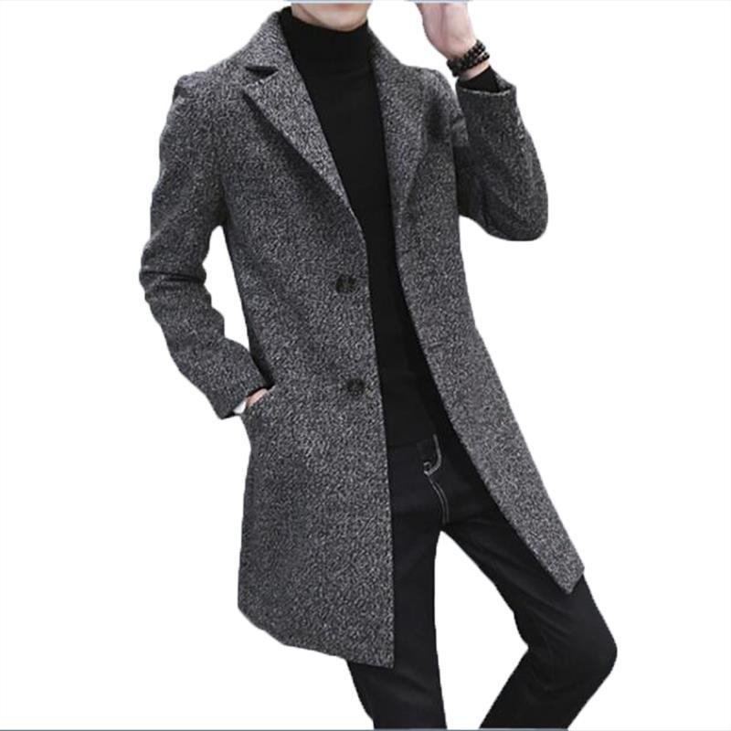 Men's Windbreaker Plus Size Trend Korean Mid-Length Woolen Coat