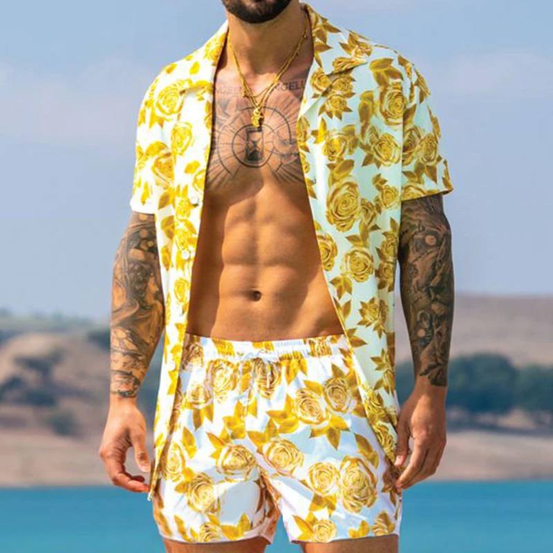 New Men's Hawaii Beach Print Suit