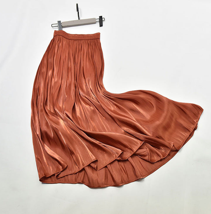 Mid-Length Satin Half Skirt