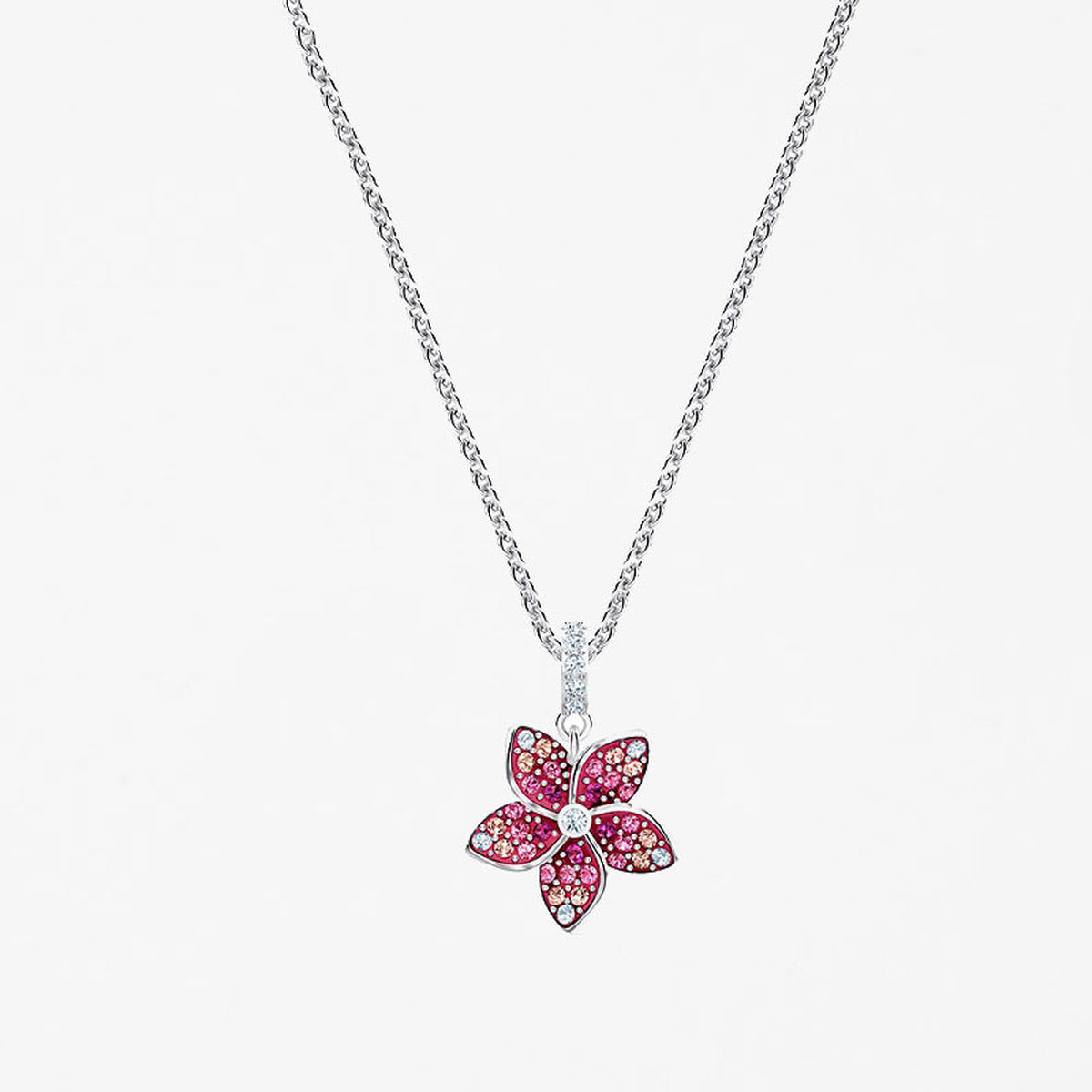 Elegant Purple Pink Small Rattan Flower Shape Y-Shaped Necklace Gold Tree Branch Sweater Chain Women