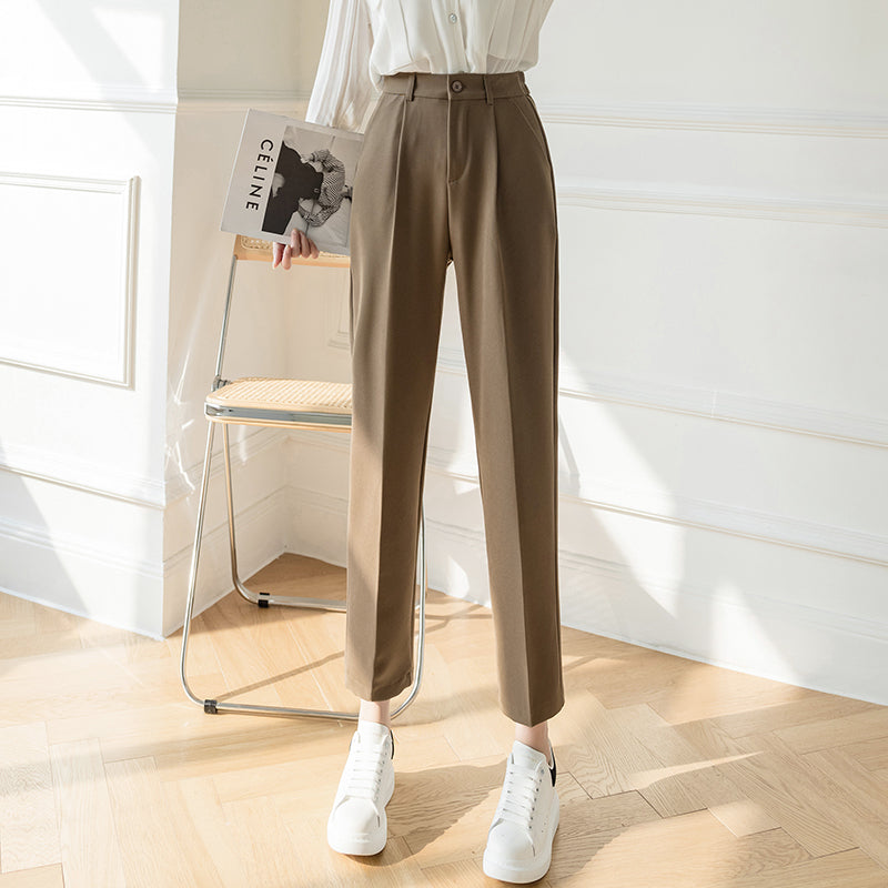 Nine Point Suit Pants Women''s 2021 Spring And Summer New High Waist Slim Loose Straight Pants Versatile Casual Harlan Pipe Pants