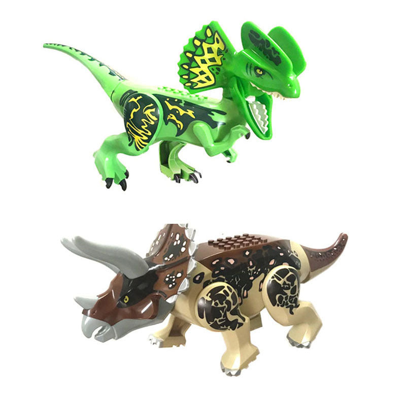 Dinosaur Series Double Crown Dragon Triceratops Large Dinosaur Children's Puzzle Assembled Building Block Toy Bag