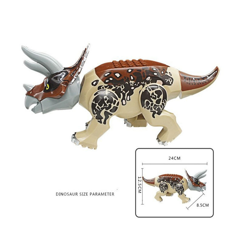 Dinosaur Series Double Crown Dragon Triceratops Large Dinosaur Children's Puzzle Assembled Building Block Toy Bag