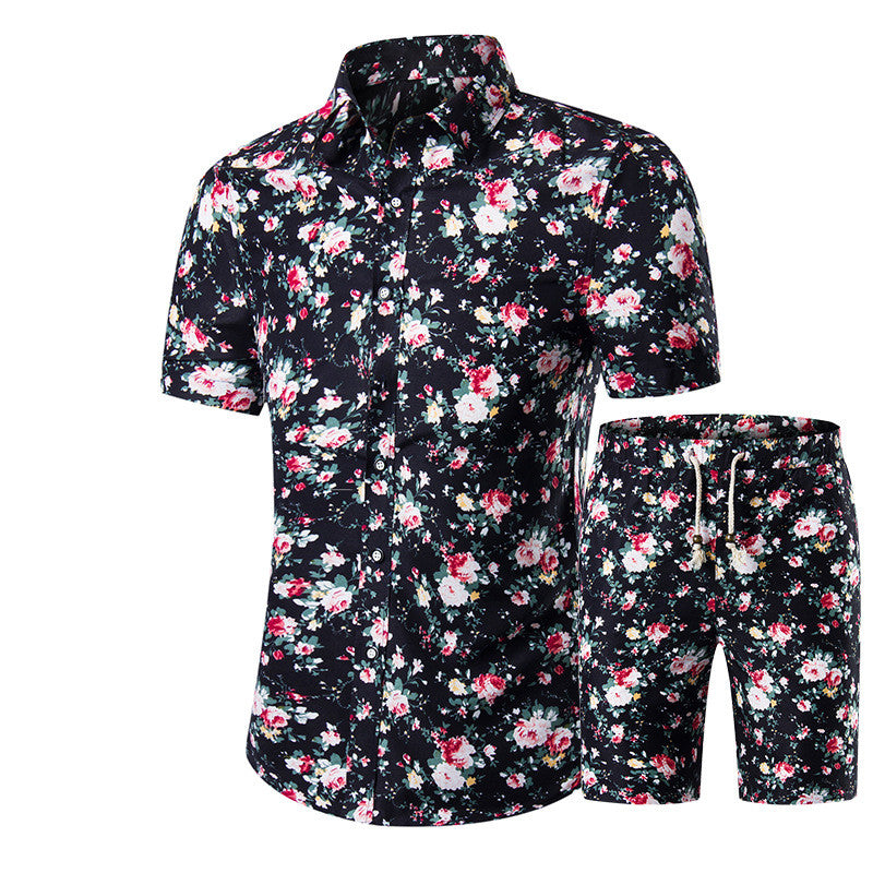 Men's short-sleeved shirt and shorts set
