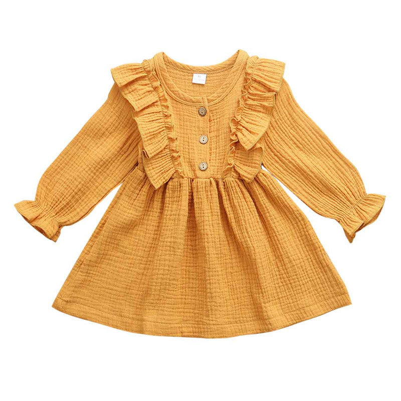 1-6Y Baby Girl Spring Dress With Ruffled Children