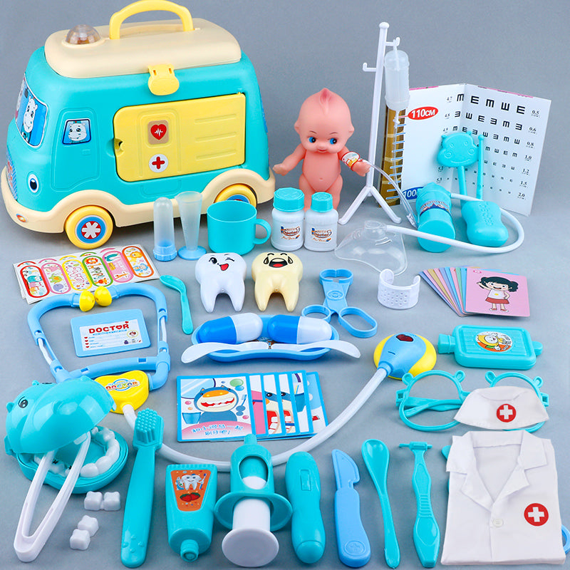 Children'S Ambulance Play House Injection Little Doctor Toy Set Toolbox Boy Girl Medical Kit Stethoscope