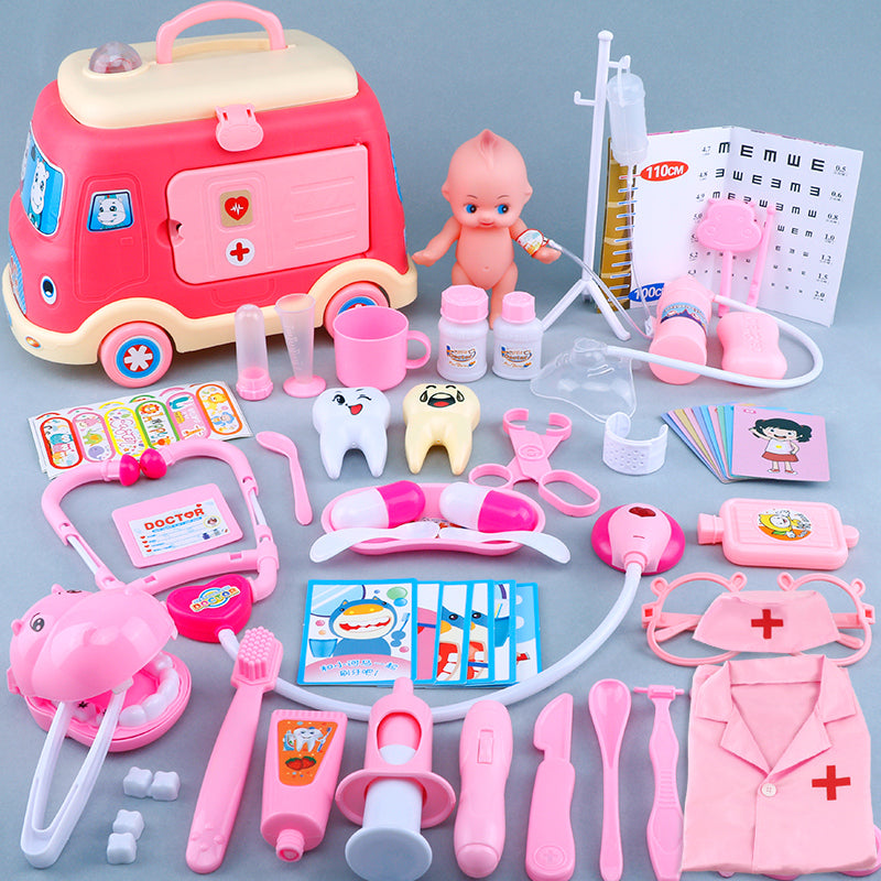 Children'S Ambulance Play House Injection Little Doctor Toy Set Toolbox Boy Girl Medical Kit Stethoscope