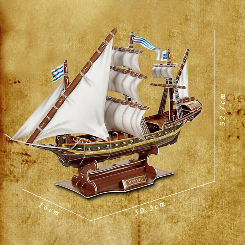 3D Three-Dimensional Puzzle Mystery Pirate Ship Model Children Diy Assembling And Inserting Toys