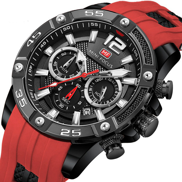 Minifix Fox Mf0349g Fashion Personality Quartz Watch Silicone Strap Luminous Men''s Watch