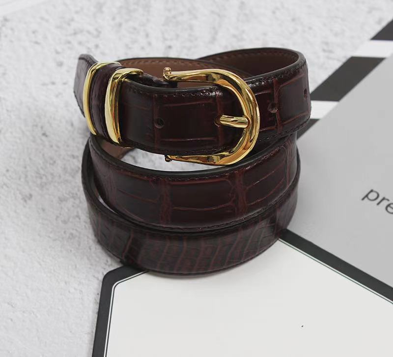 Gold lock belt leather belt