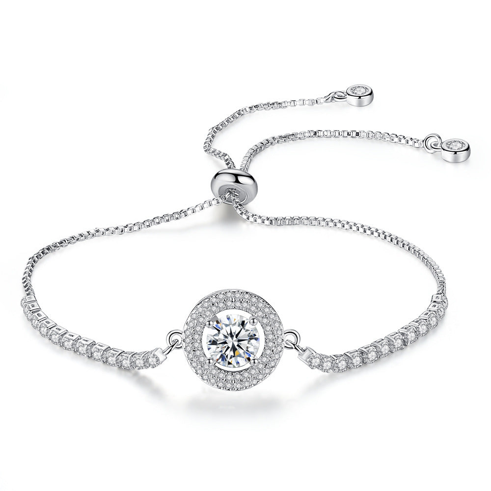 Round disc full of diamonds and pull couples ladies' bracelets