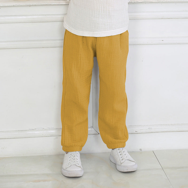 Boys and girls summer pants in cotton and linen