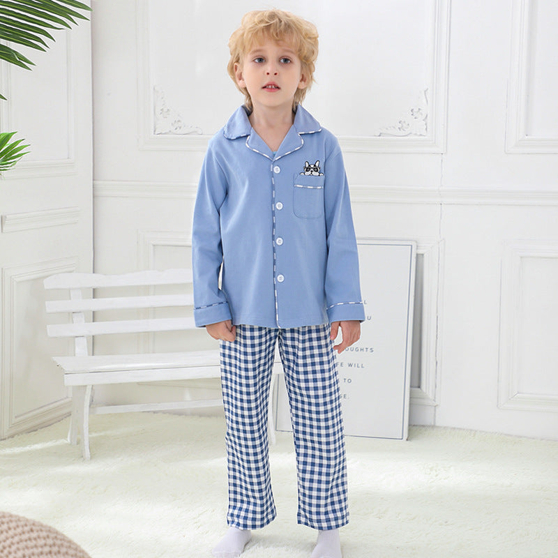 Long-sleeved cotton baby boy pajama set