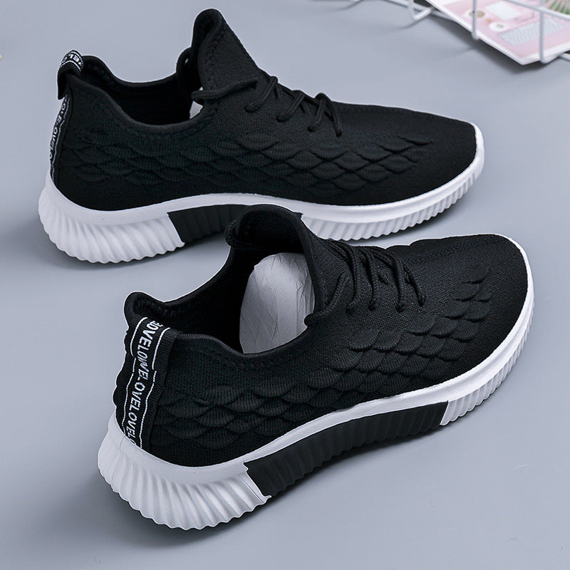 Flying Woven Breathable Sports Shoes Student Running Casual Shoes