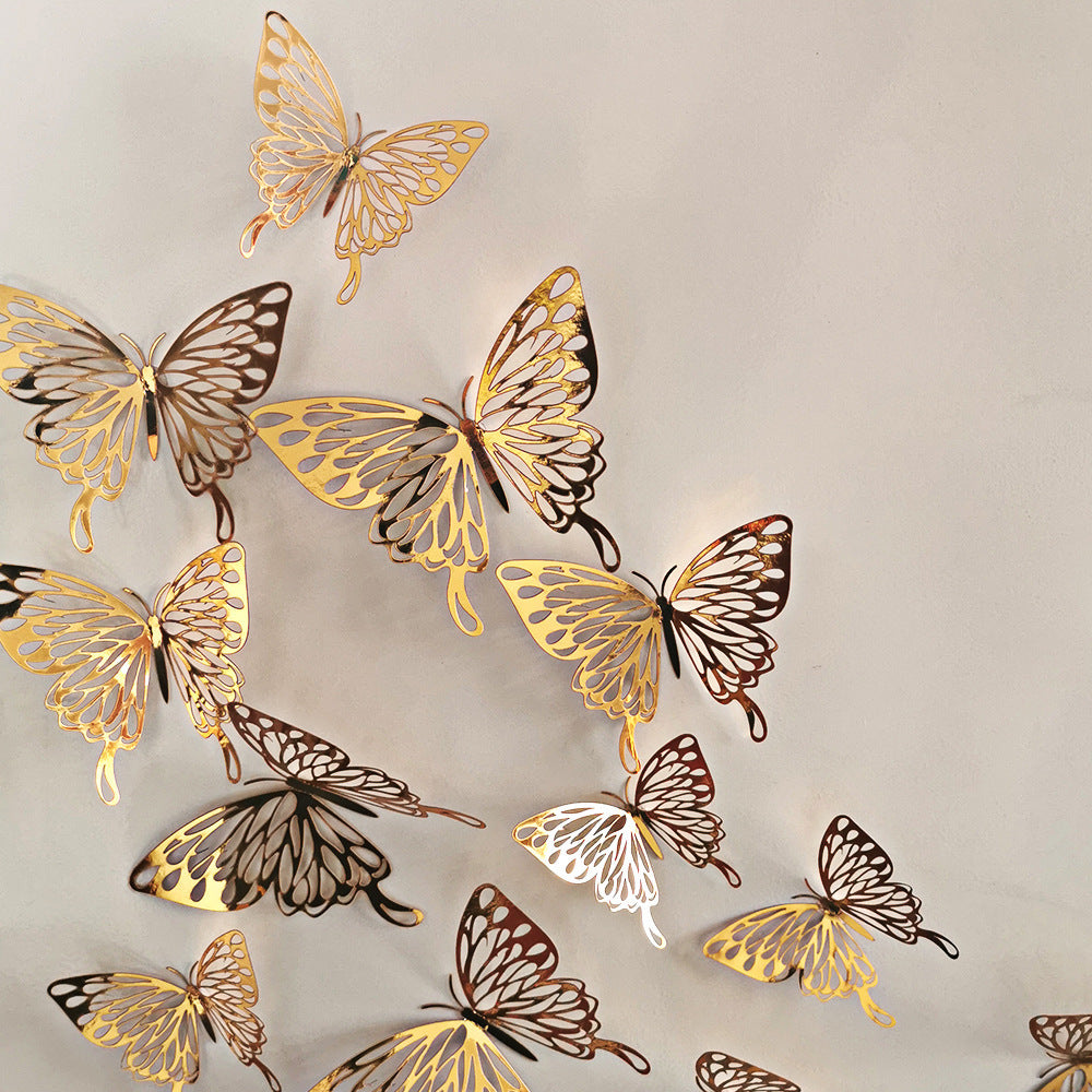 3D Hollow Butterflies Mirror Wall Stickers for Kids Rooms Bedroom Living Room Fridge Decorative Wallpaper Home Wall Decor