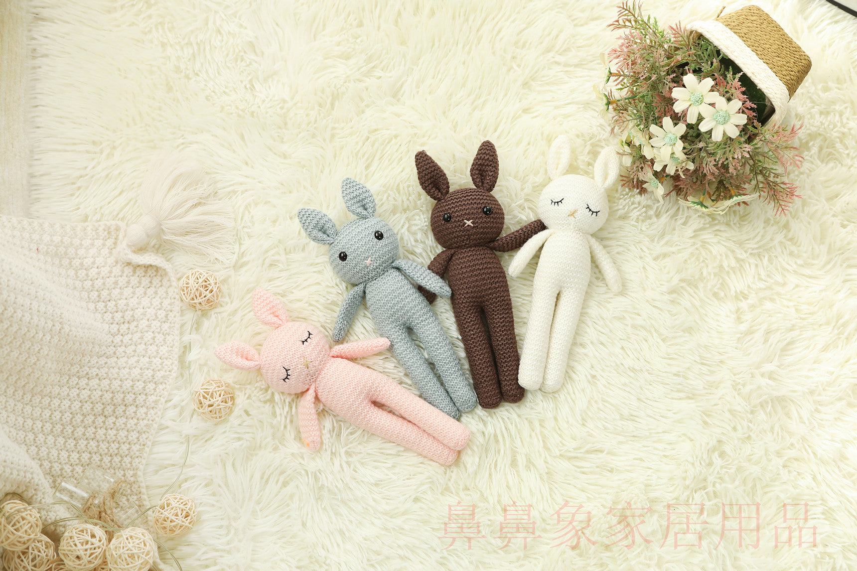 New Handmade Rabbit Crochet Wool Doll Animal Stuffed Plush Toy Baby Soothing Baby Sleeping Plush Toy Gifts For Kids Birthday