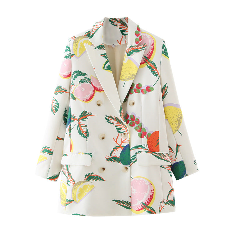 Women'S Autumn New Fruit Print Suit Jacket