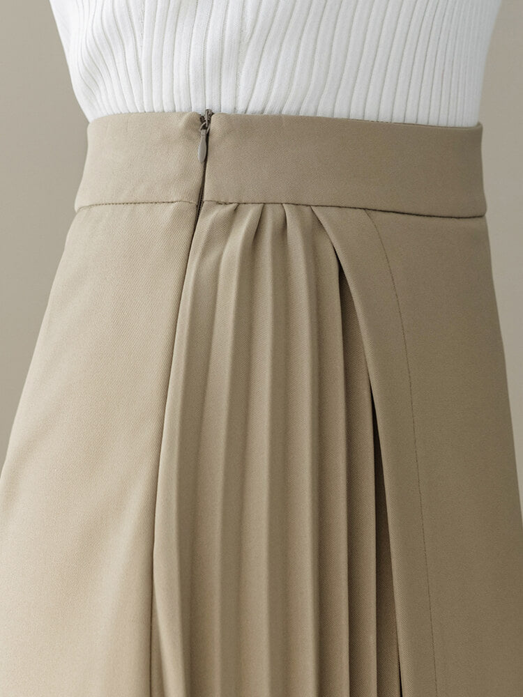 Irregular Pleated Skirt And Umbrella Skirt Mid-length High Waist
