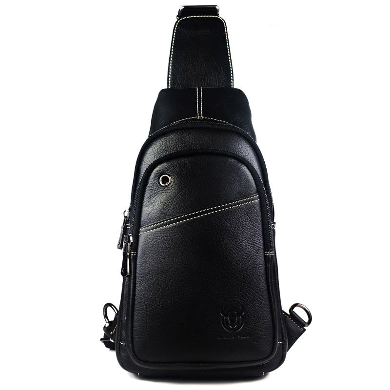 Leather Chest Bag Men'S Korean Style Trendy Top Layer Cowhide Single Shoulder Messenger