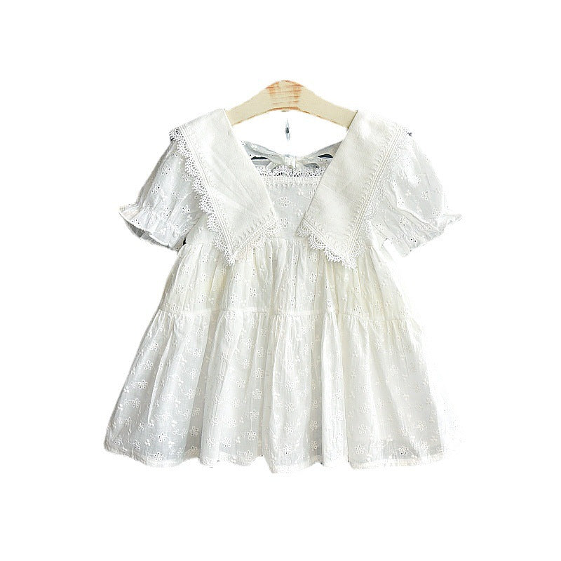 فستان أبيض ناعم ورقيق باللون الابيض للاطفال - فستان بناتي دانتيل ستايل الاميرة