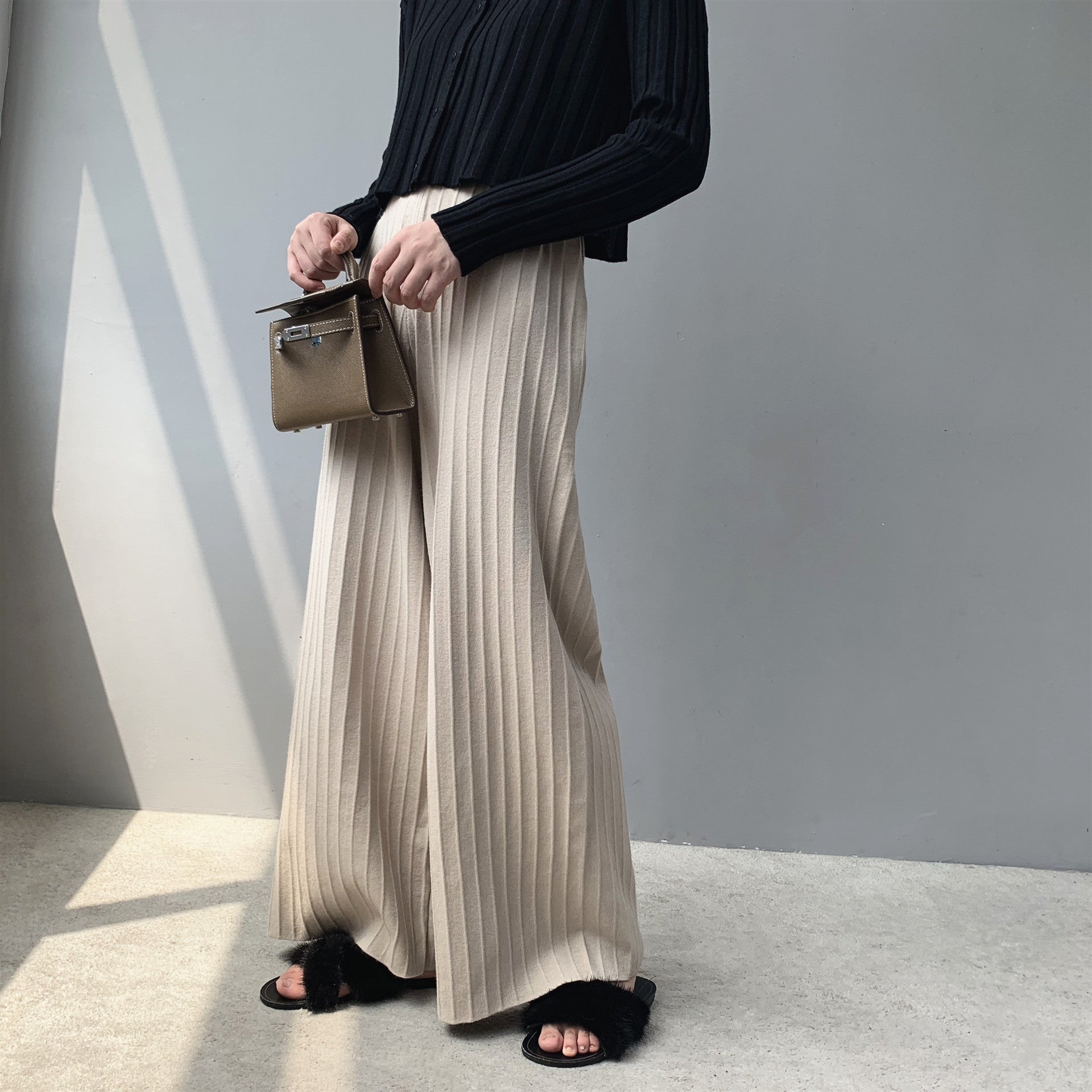 Korean Style Vertical Striped Thin Wide-leg Pants Women's Suit Pants