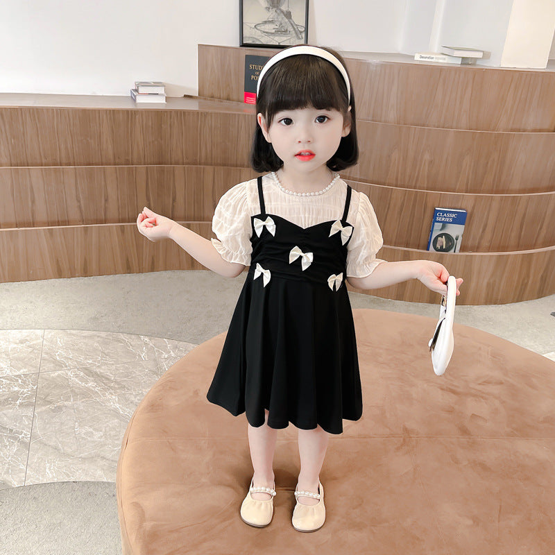 New Foreign Style Children's Dress Korean Version Bow Baby Princess Dress Wholesale