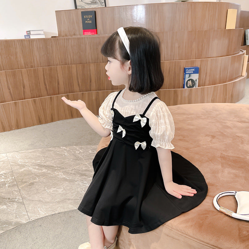 New Foreign Style Children's Dress Korean Version Bow Baby Princess Dress Wholesale