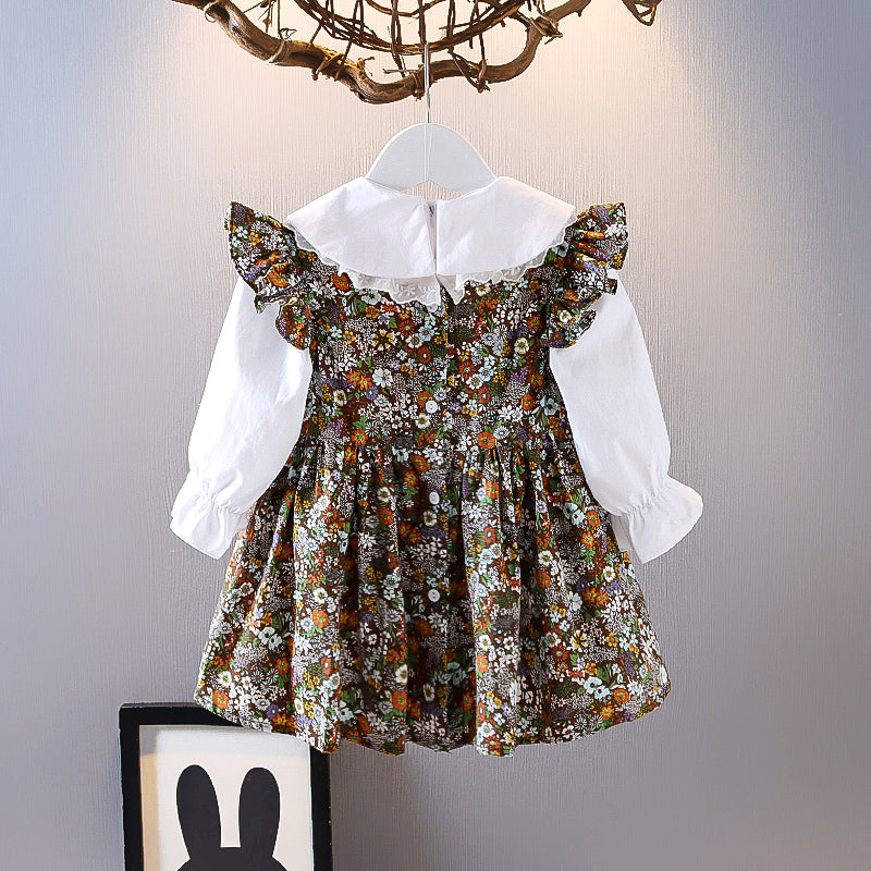 Girls Suit Skirt Spring Children's Wear Spring Bottoming Shirt Girl Child Western Style Floral Skirt Two-piece Trend