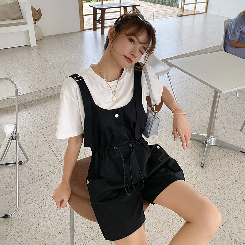 Strap Shorts Two-piece Suit Fat Mm Fried Street Summer Dress Slimming Dress