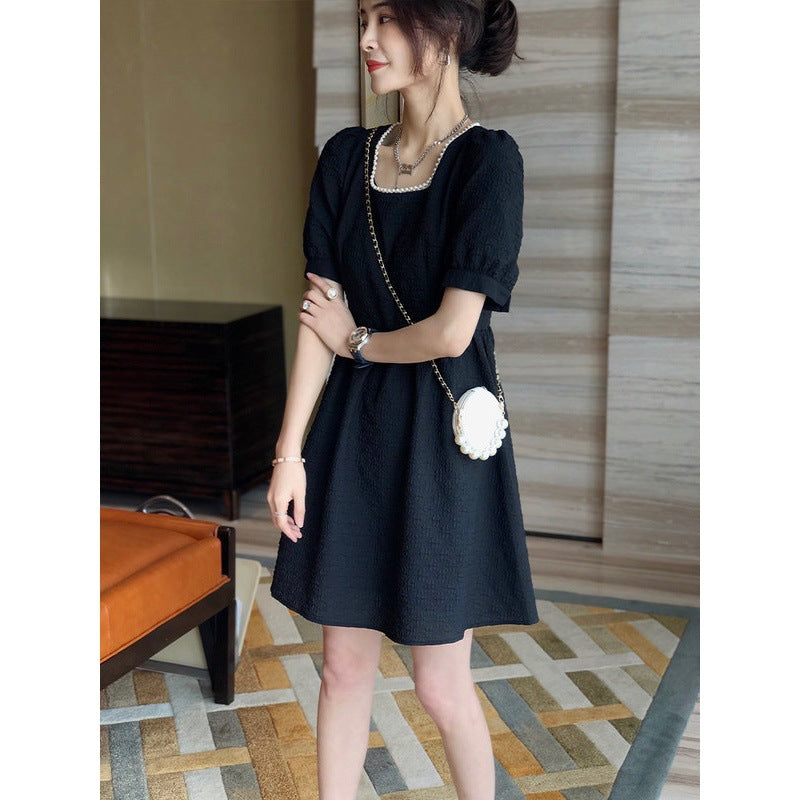 Fashion Simple V-neck Small Black Dress