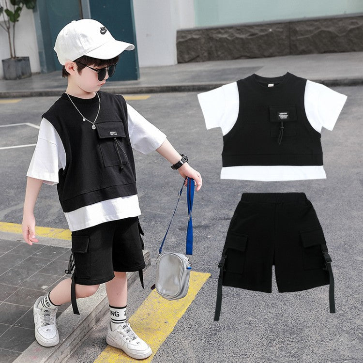 Children's Clothing Boys Summer Short-Sleeved Overalls