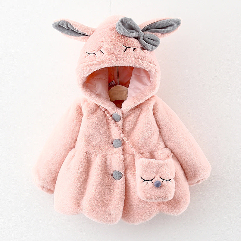 Cartoon Coat Hooded Baby Girl Toddler Fur