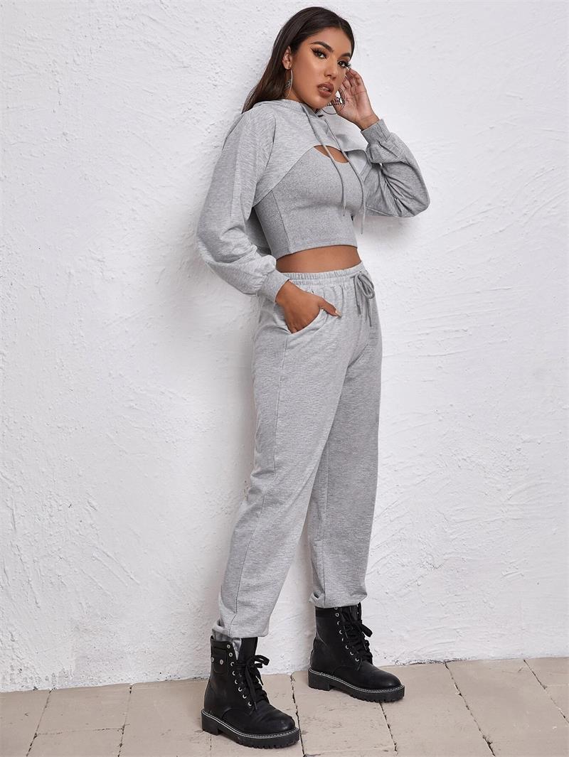 European And American Sports Hooded Sweater Three-piece Street Sports