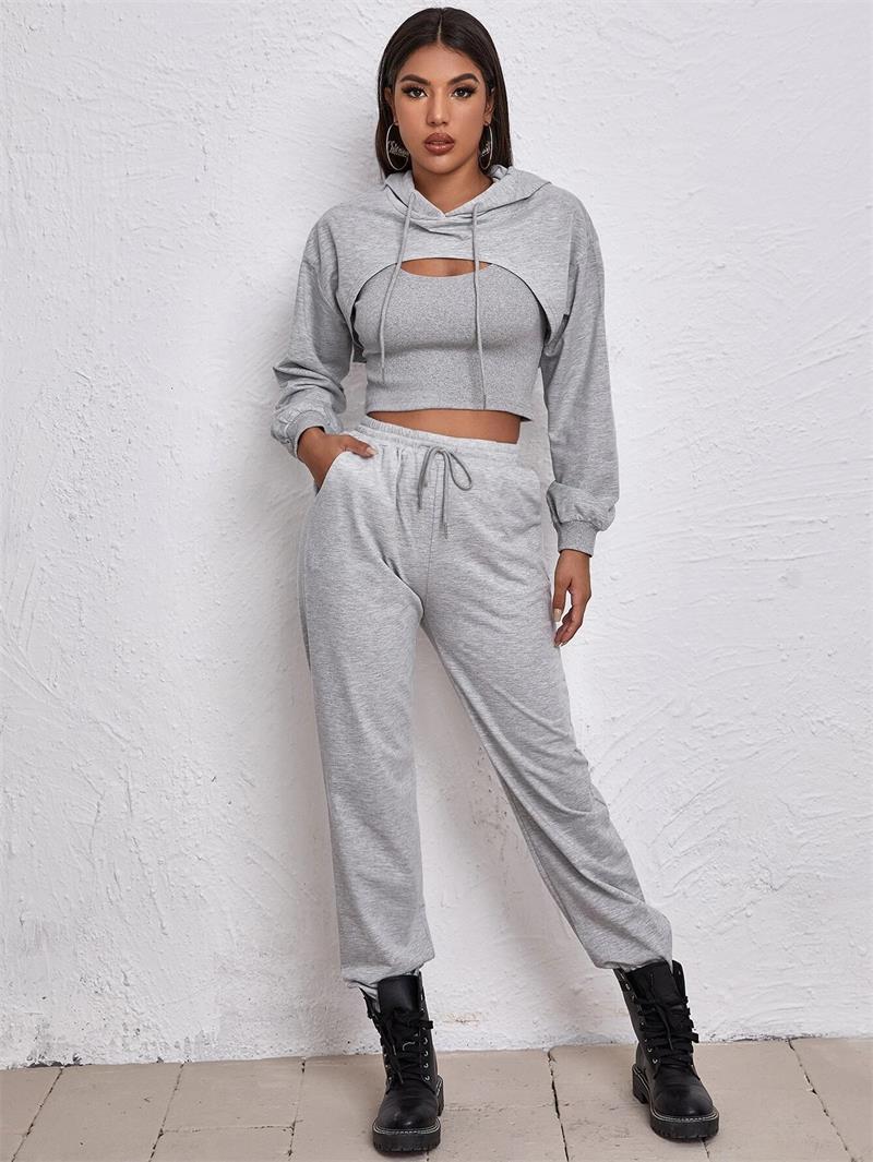 European And American Sports Hooded Sweater Three-piece Street Sports