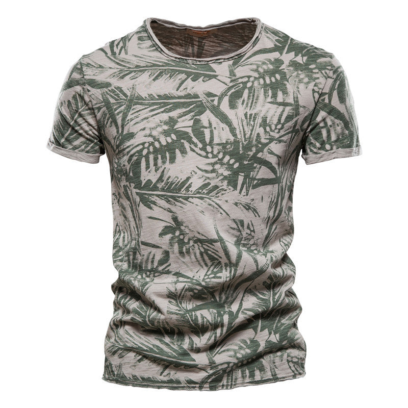 Coconut Print T-shirt Trend Round Neck Men's Bottoming Shirt