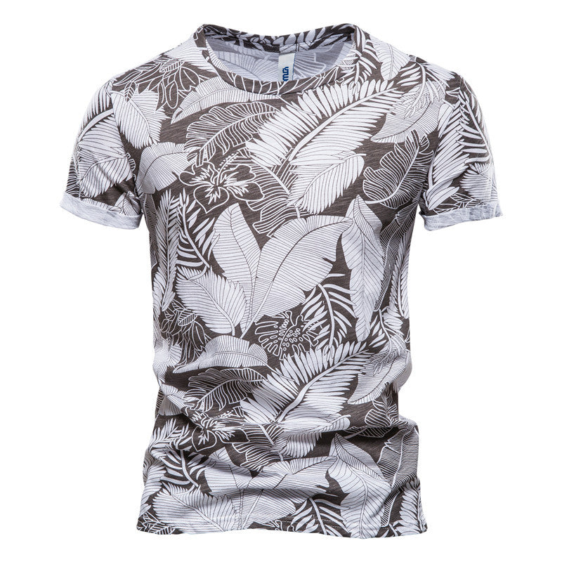 Coconut Print T-shirt Trend Round Neck Men's Bottoming Shirt
