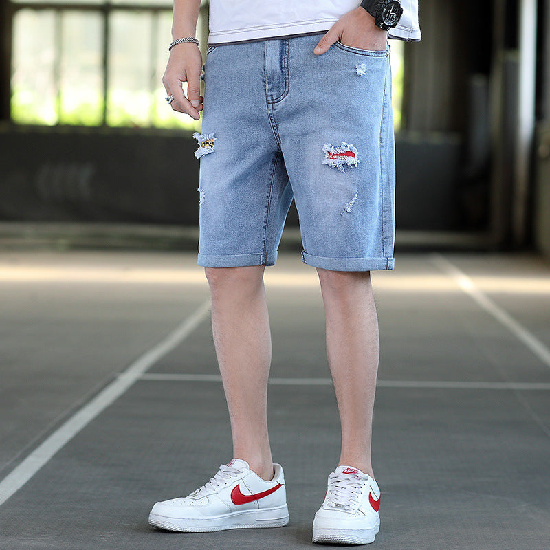 Summer Men's Denim Shorts Men's Five-point Shorts