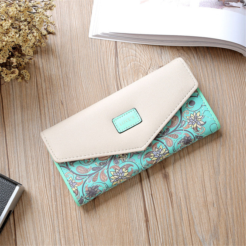 Clutch Tri-Fold Wallet With Diamond Contrast Envelope Buckle
