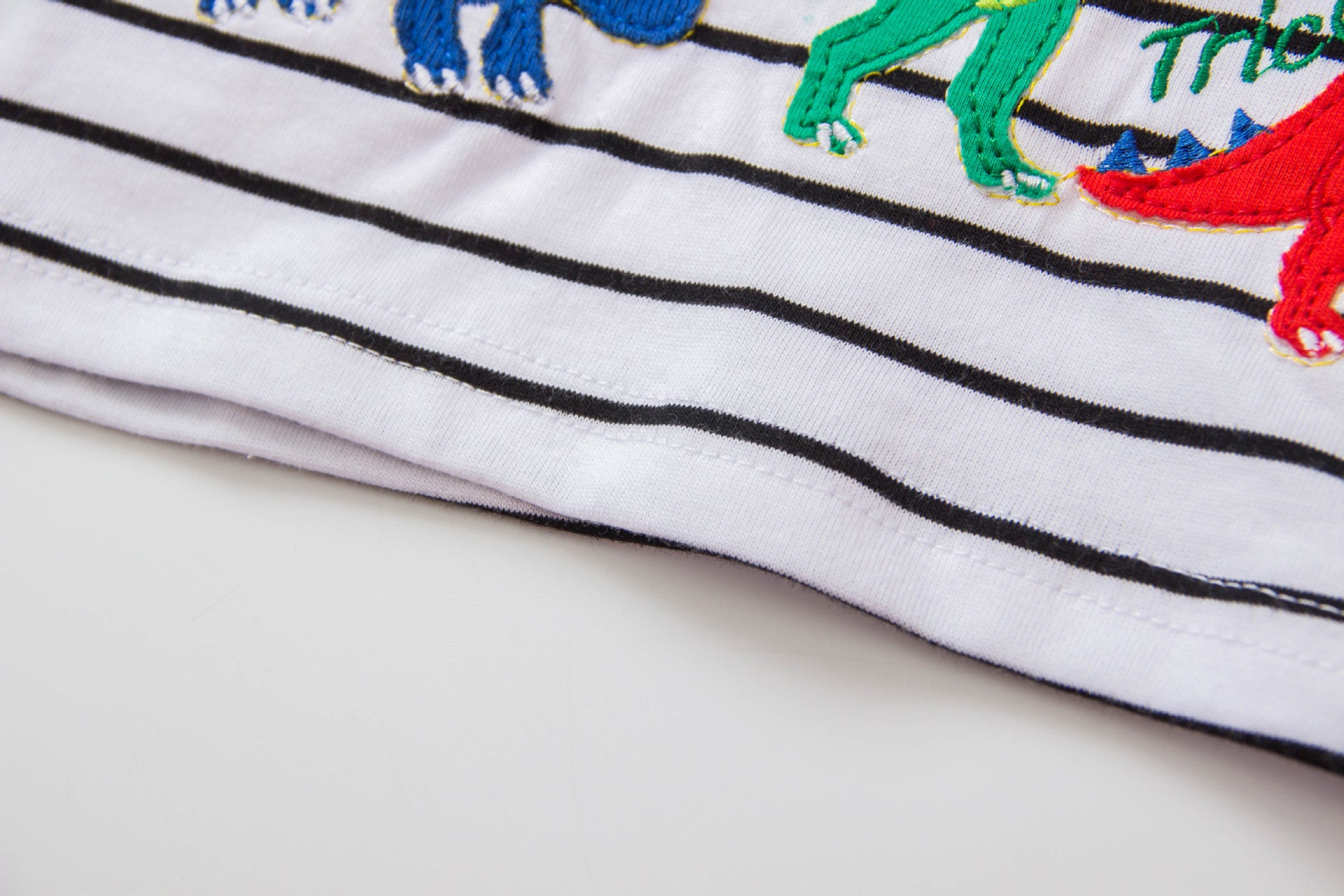 Striped Dinosaur Boys Short-sleeved T-shirt